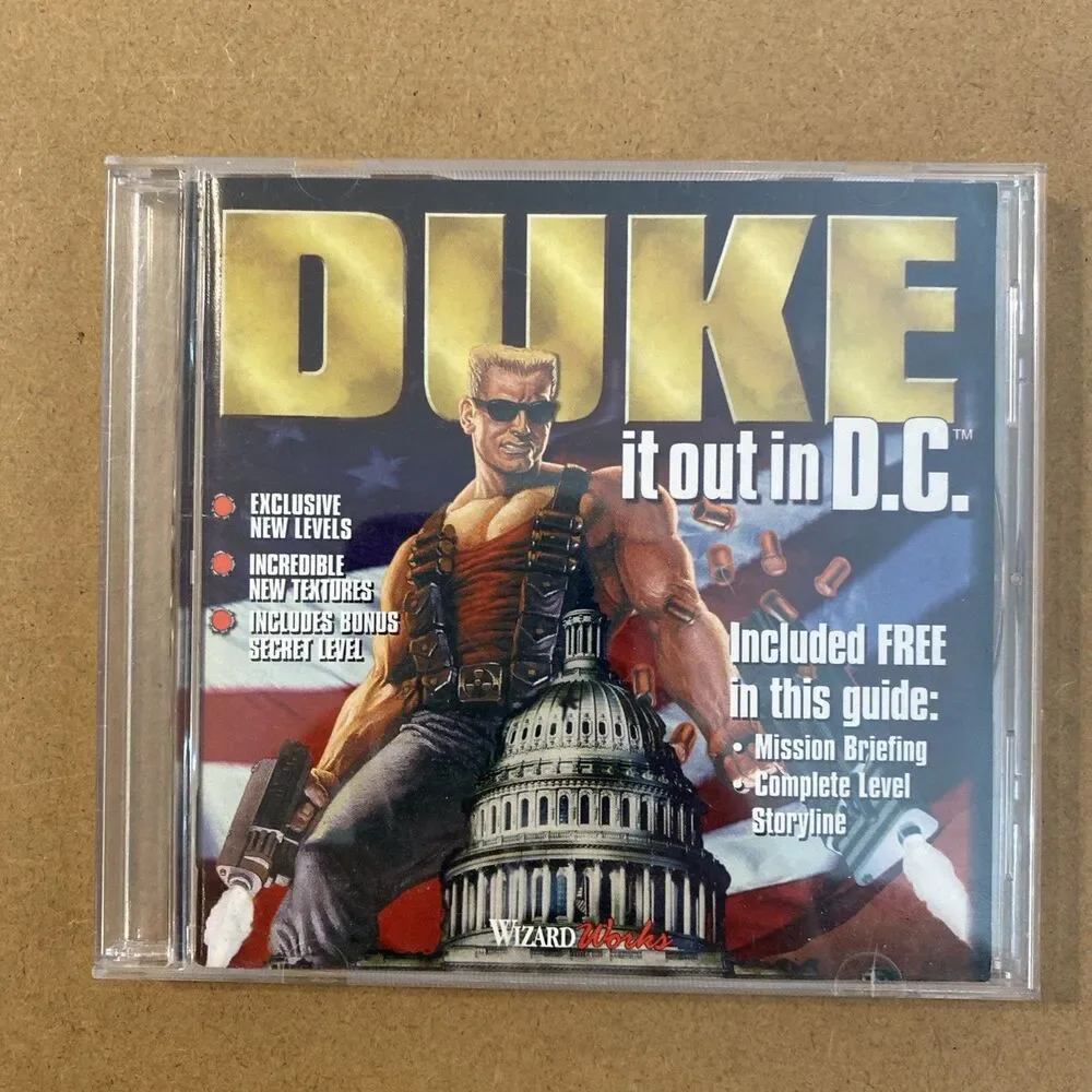 1997 Duke Nukem Duke It Out In DC Expansion PC Game CD-ROM Box Game Manual